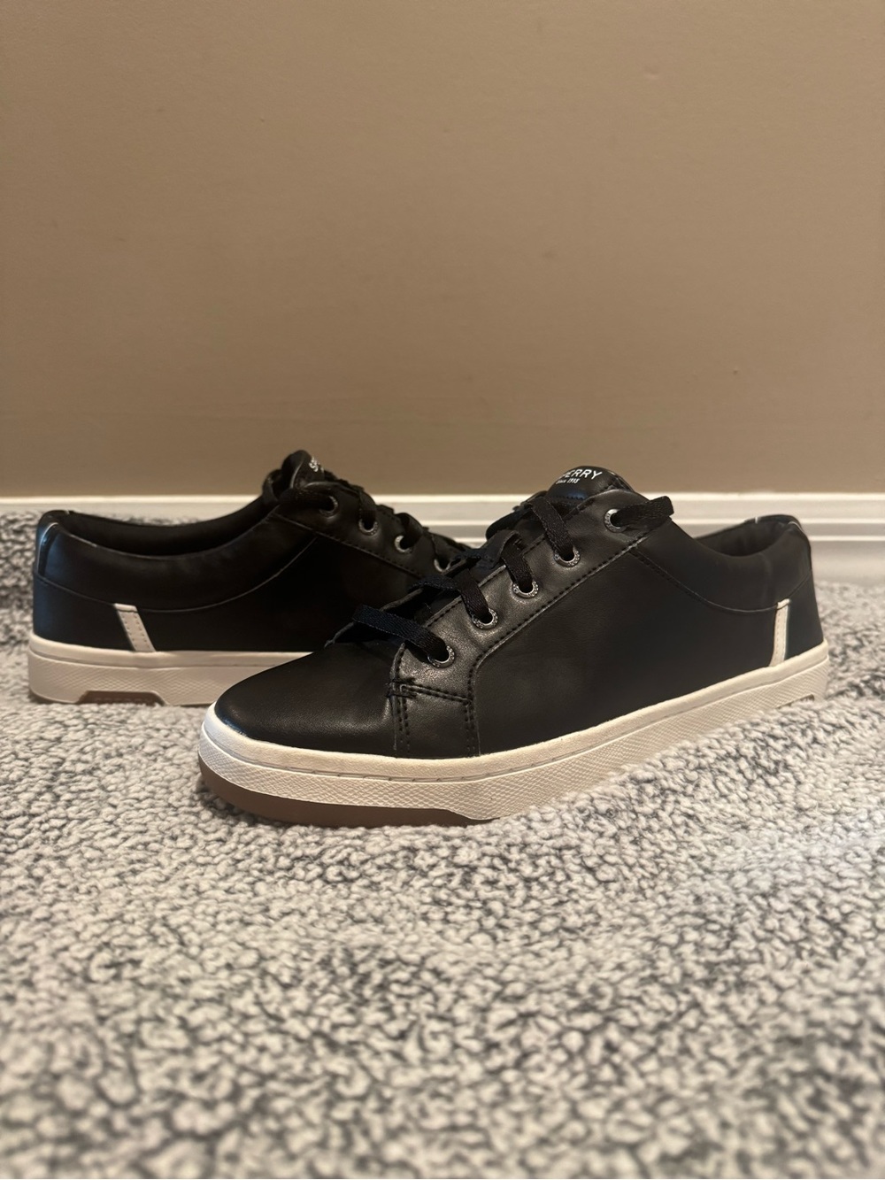 Sperry Black Low-Top Sneakers with White Soles